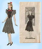 Marian Martin 9413: 1940s Lovely Misses WWII Dress Sz 35B Vintage Sewing Pattern