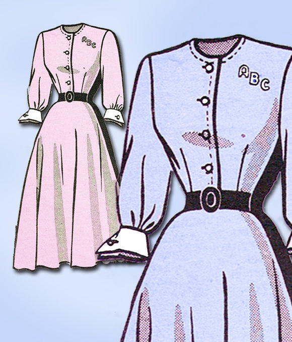 1940s Vintage Marian Martin Sewing Pattern 9483 Misses Shirtwaist Dress Size 31B - Vintage4me2