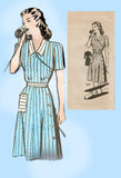 Marian Martin 9577 : 1940s Uncut Misses WWII Dress Sz 34 B Vintage Sewing Pattern