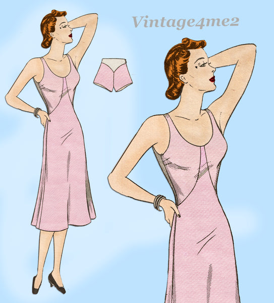 Marian Martin 9767: 1940s Misses Slip and Panties Sz 46 B Vintage Sewing Pattern