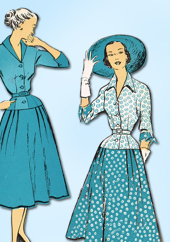 1940s Vintage New York Sewing Pattern 1187 Uncut Misses Street Dress Size 12 30B