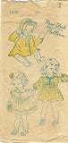 1940s Original Vintage New York Pattern 1379 Baby Girls Dress Coat Bonnet Size 1