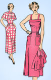 1940s Vintage New York Sewing Pattern 406 Uncut Misses Sun Dress & Capelet 32B