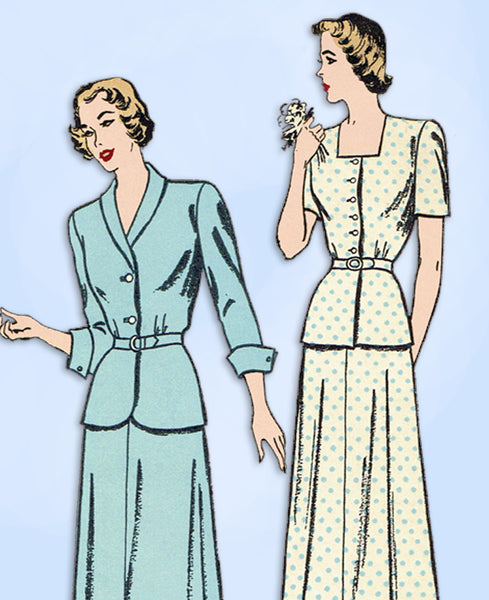 1940s VTG New York Sewing Pattern 435 Uncut Misses Two Piece Dress 34B ...