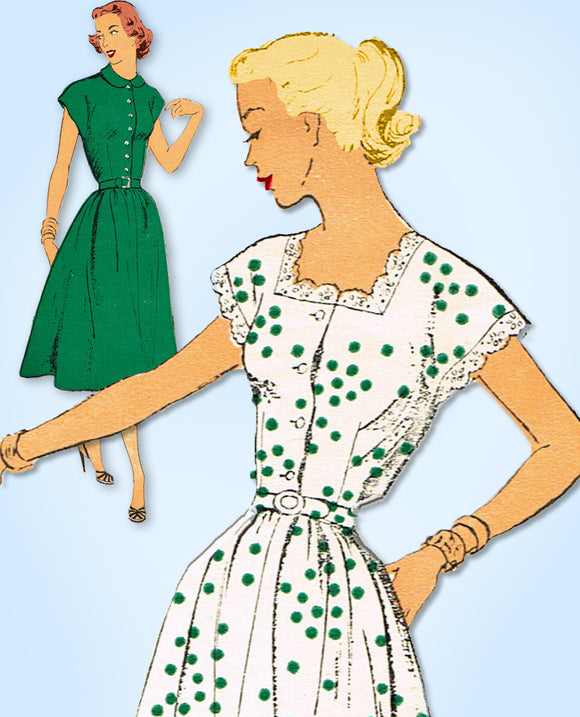 1940s Original Vintage New York Pattern 436 Uncut Misses Designer Dress Sz 32B