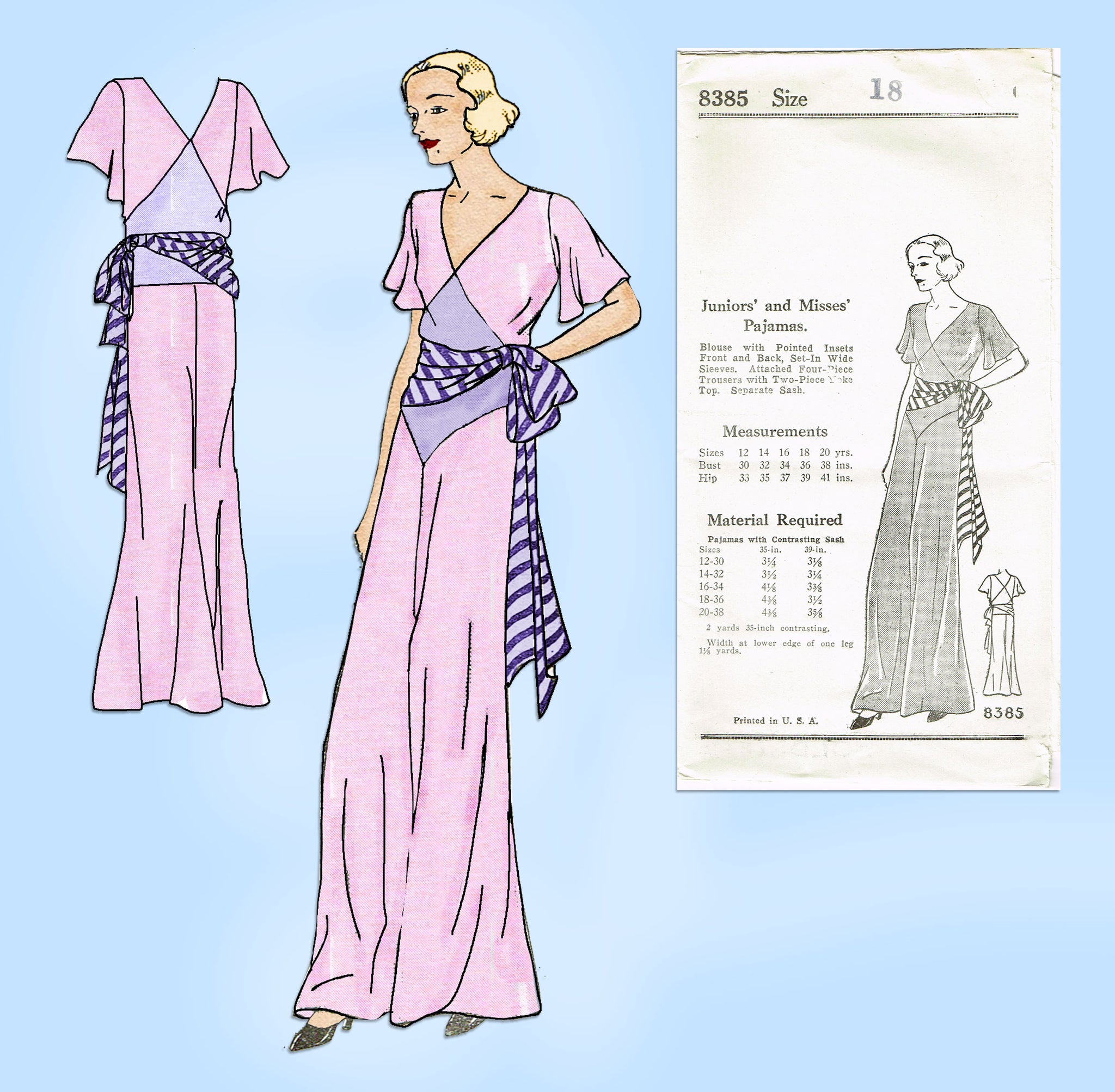 New York 8385: 1930s Uncut Beach Pajamas 36 B Vintage Sewing Pattern –  Vintage4me2
