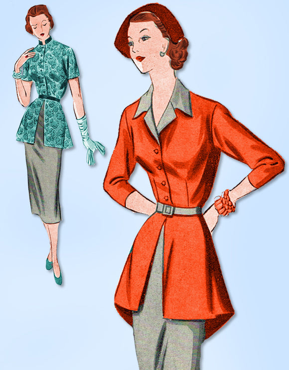 1940s Vintage New York Sewing Pattern 904 Uncut Designer Peplum Dress Size 30 B