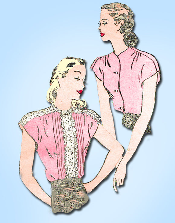 1940s Vintage New York Sewing Pattern 912 Uncut Misses WWII Blouse Size 14 32B