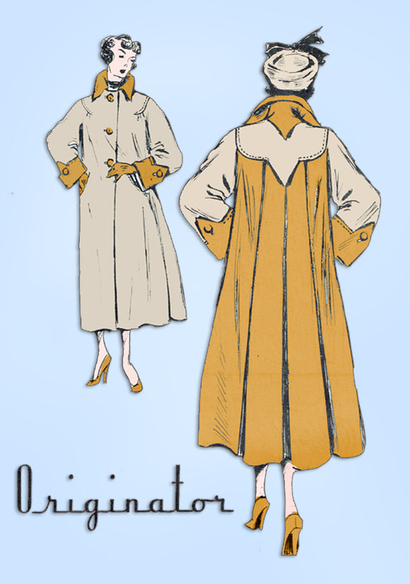 1950s Rare Vintage Originator Sewing Pattern 261 Uncut Swing Coat 42 B –  Vintage4me2