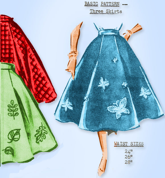 1950s Original Vintage Parade Mail Order Pattern 647 Misses Poodle Skirt 24-28 W