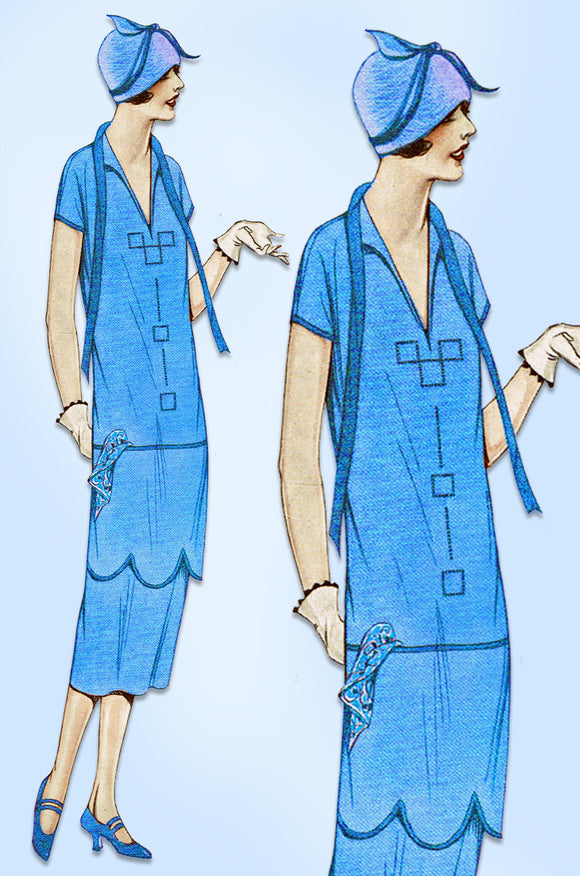 1920s Vintage Pictorial Review Sewing Pattern 2672 Misses Flapper Dress Sz 38 B