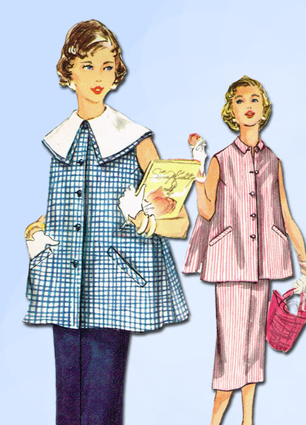 1950s Vintage Simplicity Sewing Pattern 1026 FF Misses Maternity Suit Sz 14 32B