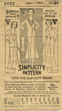 1930s Vintage Simplicity Sewing Pattern 1027 Uncut Plus Size Womens Suit Sz 46 B