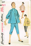 1950s Vintage Simplicity Sewing Pattern 1027 Misses Peddle Pushers & Blouse 31B