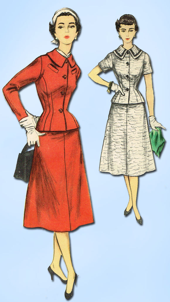 1950s Vintage Simplicity Sewing Pattern 1029 Uncut Misses Peplum Suit Size 12