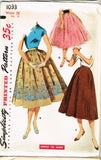 1950s Vintage Simplicity Sewing Pattern 1033 Uncut Easy Misses Skirt Set Sz 26 W