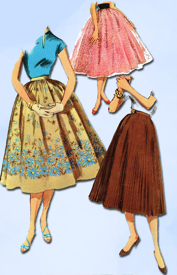 1950s Vintage Simplicity Sewing Pattern 1033 Uncut Easy Misses Skirt Set Sz 26 W