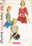 1950s Vintage Simplicity Sewing Pattern 1052 Easy Misses' Blouse Size 14 Uncut!