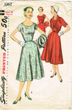 1950s Vintage Simplicity Sewing Pattern 1062 Misses Dress & Jacket Size 36 Bust