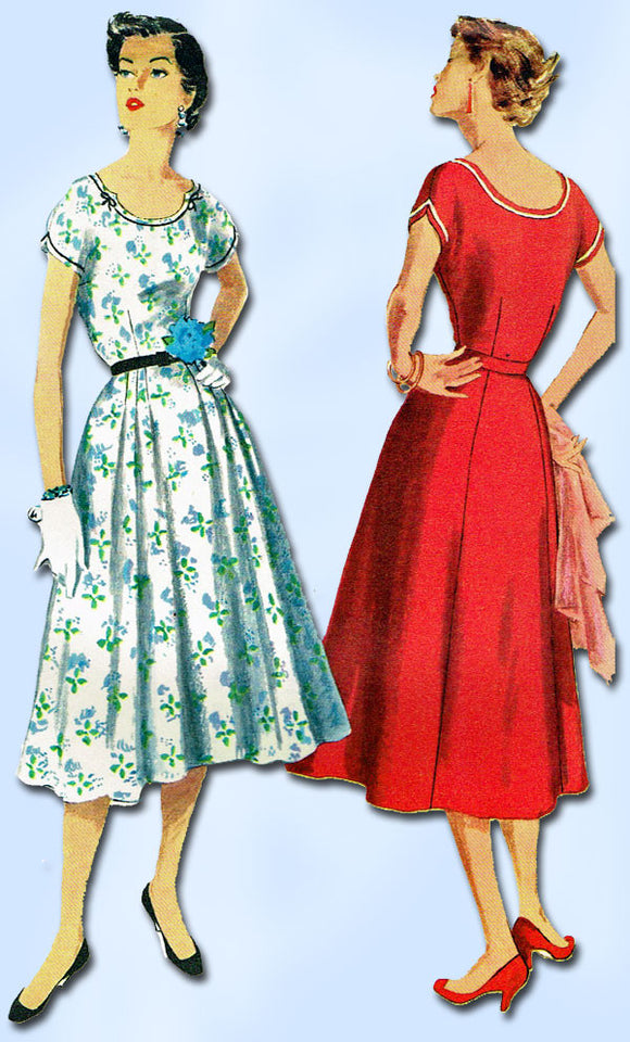 1950s Vintage Simplicity Sewing Pattern 1096 Misses Dress Size 16 1/2 ...