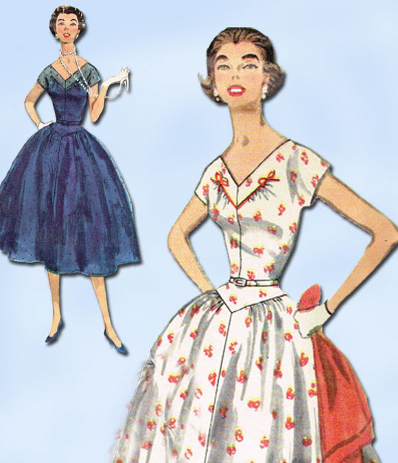 1950s Original Vintage Simplicity Pattern 1116 Uncut Misses Cocktail Dress Sz 14