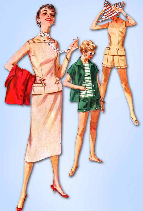 1950s Vintage Simplicity Sewing Pattern 1124 Misses Summer Wardrobe Size 14 32B - Vintage4me2