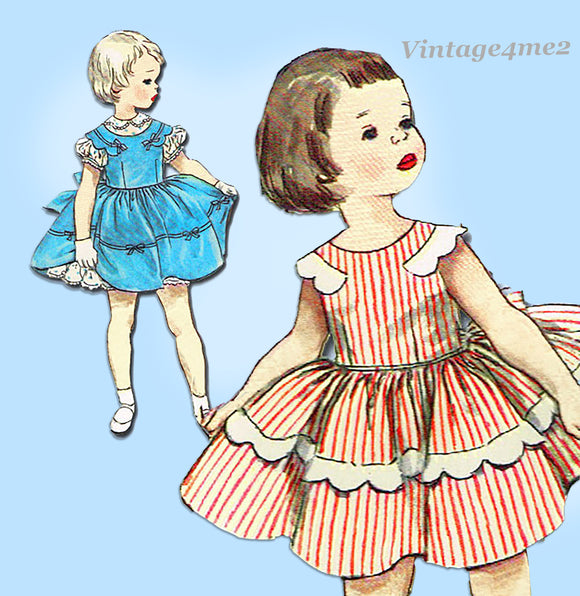 Simplicity 1147: 1950s Toddler Girls Pinafore Dress Sz 4 Vintage Sewing Pattern