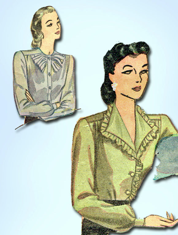 1940s Vintage Simplicity Sewing Pattern 1170 Misses WWII Blouse Set Size 36 Bust