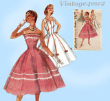 Simplicity 1189: 1950s Misses Strapless Sun Dress Sz 30 B Vintage Sewing Pattern