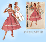 Simplicity 1189: 1950s Misses Strapless Sun Dress Sz 30 B Vintage Sewing Pattern