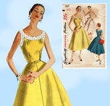 Simplicity 1207: 1950s Pretty Misses Sun Dress Sz 36 Bust Vintage Sewing Pattern