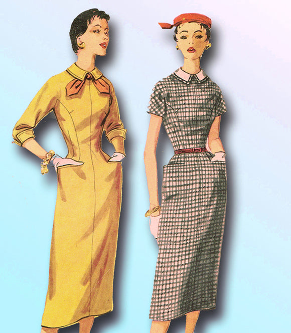 1950s Original Vintage Simplicity Pattern 1223 Misses Slender Dress Size 30 Bust