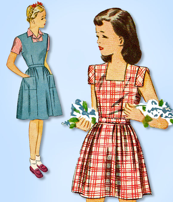 1940s Original Vintage Simplicity Pattern 1266 WWII Toddler Girls Dress Size 6