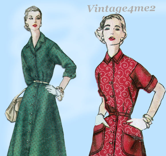 Simplicity 1319: 1950s Misses Shirtwaist Dress Size 34 B Vintage Sewing Pattern