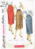 1950s Vintage Simplicity Sewing Pattern 1345 Easy Misses Pencil Skirt Sz 28 W -Vintage4me2