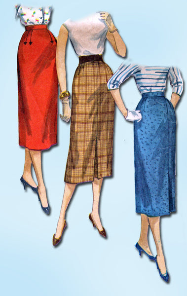 1950s Vintage Simplicity Sewing Pattern 1345 Easy Misses Pencil Skirt Sz 28 W -Vintage4me2