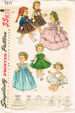 1950s Vintage Simplicity Sewing Pattern 1371 Saucy Walker 17 In Doll Clothes