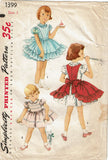 Simplicity 1399: 1950s Sweet Baby Girls Party Dress Sz 1 Vintage Sewing Pattern