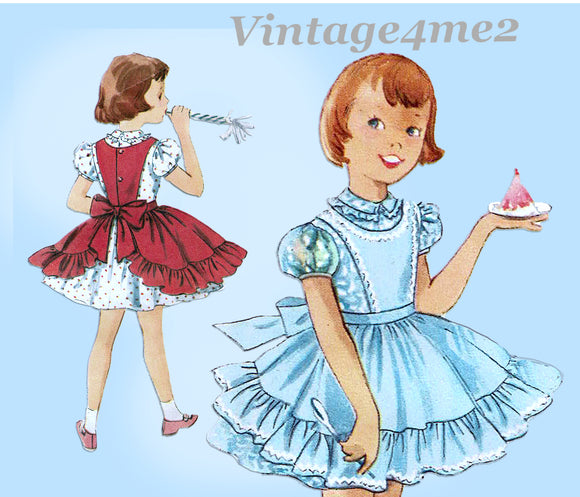 Simplicity 1399: 1950s Sweet Baby Girls Party Dress Sz 2 Vintage Sewing Pattern