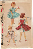 Simplicity 1399: 1950s Sweet Baby Girls Party Dress Sz 2 Vintage Sewing Pattern