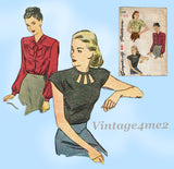 Simplicity 1430: 1940s Stunning WWII Misses Blouse 34 B Vintage Sewing Pattern