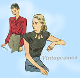 Simplicity 1430: 1940s Stunning WWII Misses Blouse 34 B Vintage Sewing Pattern