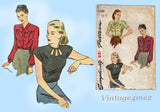 Simplicity 1430: 1940s Stunning WWII Misses Blouse 34 B Vintage Sewing Pattern