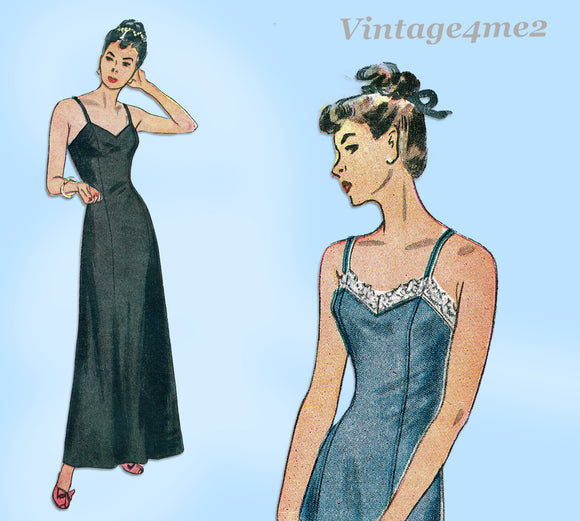 Simplicity 1484: 1940s Easy WWII Misses Slip Size 34 Bust Vintage Sewing Pattern