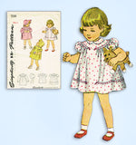 1940s Vintage Simplicity Sewing Pattern 1530 Toddler Girls Dress Coat & Bonnet 2