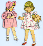 1940s Vintage Simplicity Sewing Pattern 1530 Toddler Girls Dress Coat & Bonnet 2