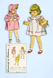 1940s Vintage Simplicity Sewing Pattern 1530 Toddler Girls Dress Coat & Bonnet 2