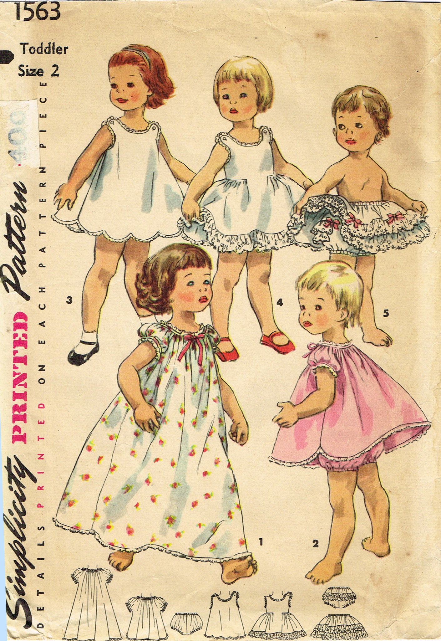 1950s Vintage Simplicity Sewing Pattern 1563 Toddler Girls Underwear 2 –  Vintage4me2