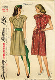 1940s VTG Simplicity Sewing Pattern 1595 Uncut Misses WWII Shirtwaist Dress 32 B - Vintage4me2