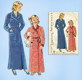 1930s Vintage Simplicity Sewing Pattern 1637 Cute Little Girls Bathrobe Size 12